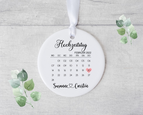 süßer Erinnerungsanhänger Kalender Hochzeitstag Hochzeit, Hochzeitsgeschenk, Verlobung, Heiraten, Keramik, Anhänger, von Lüttentüddel®